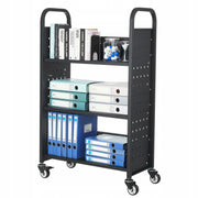 VEVOR LIBRARY CART 150 KG 3-TIER ROBUST ON WHEELS 77X38X122 CM