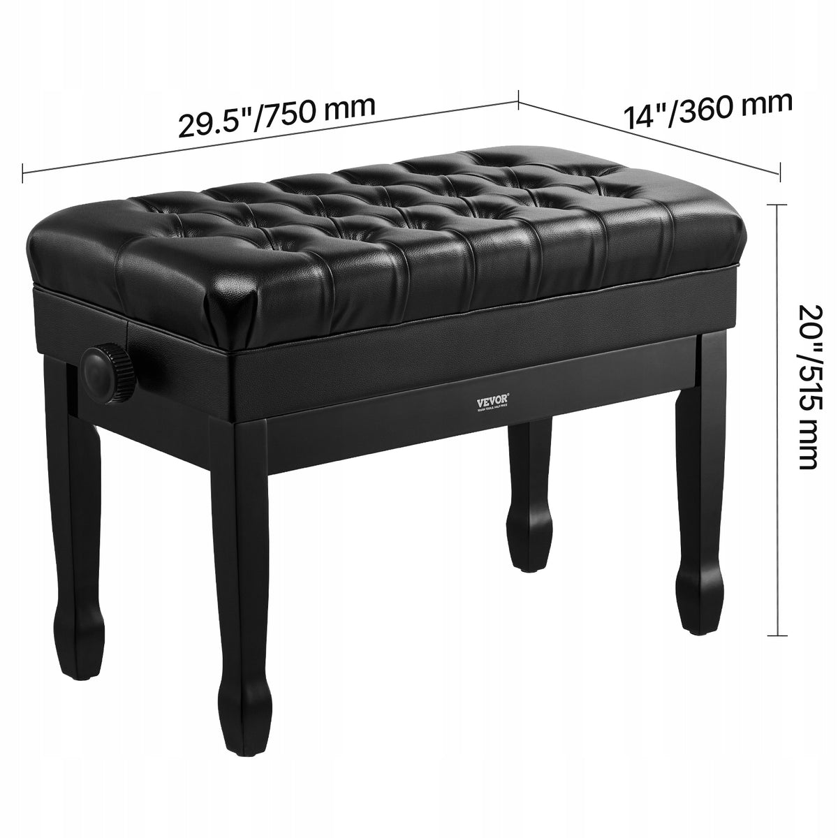 VEVOR ADJUSTABLE PIANO BENCH 750X360X515MM STRONG PIANO CHAIR