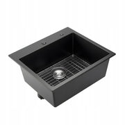 VEVOR GRANITE KITCHEN SINK 635X559X254 MM BLACK COUNTERTOP MOUNT STURDY