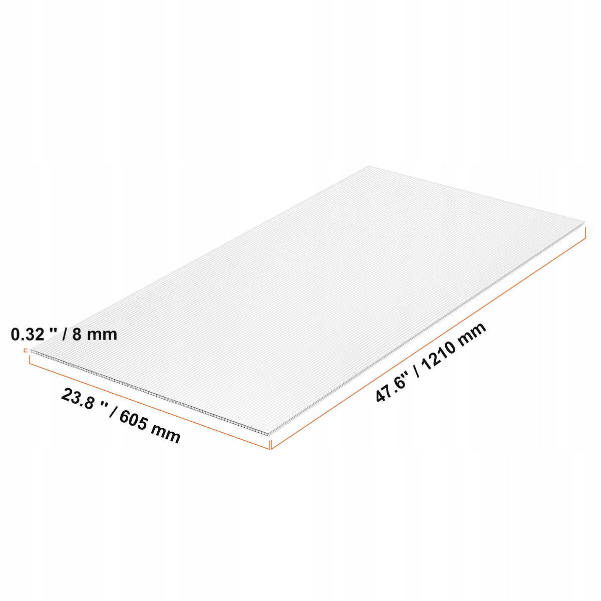 VEVOR SET OF 14 POLYCARBONATE SHEETS FOR GREENHOUSE 1210X605X8MM STRONG