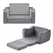 VEVOR FOLDABLE 2-IN-1 CHILDREN'S SOFA ARMCHAIR WITH 28D SPONGE SHORT PLUSH GREY
