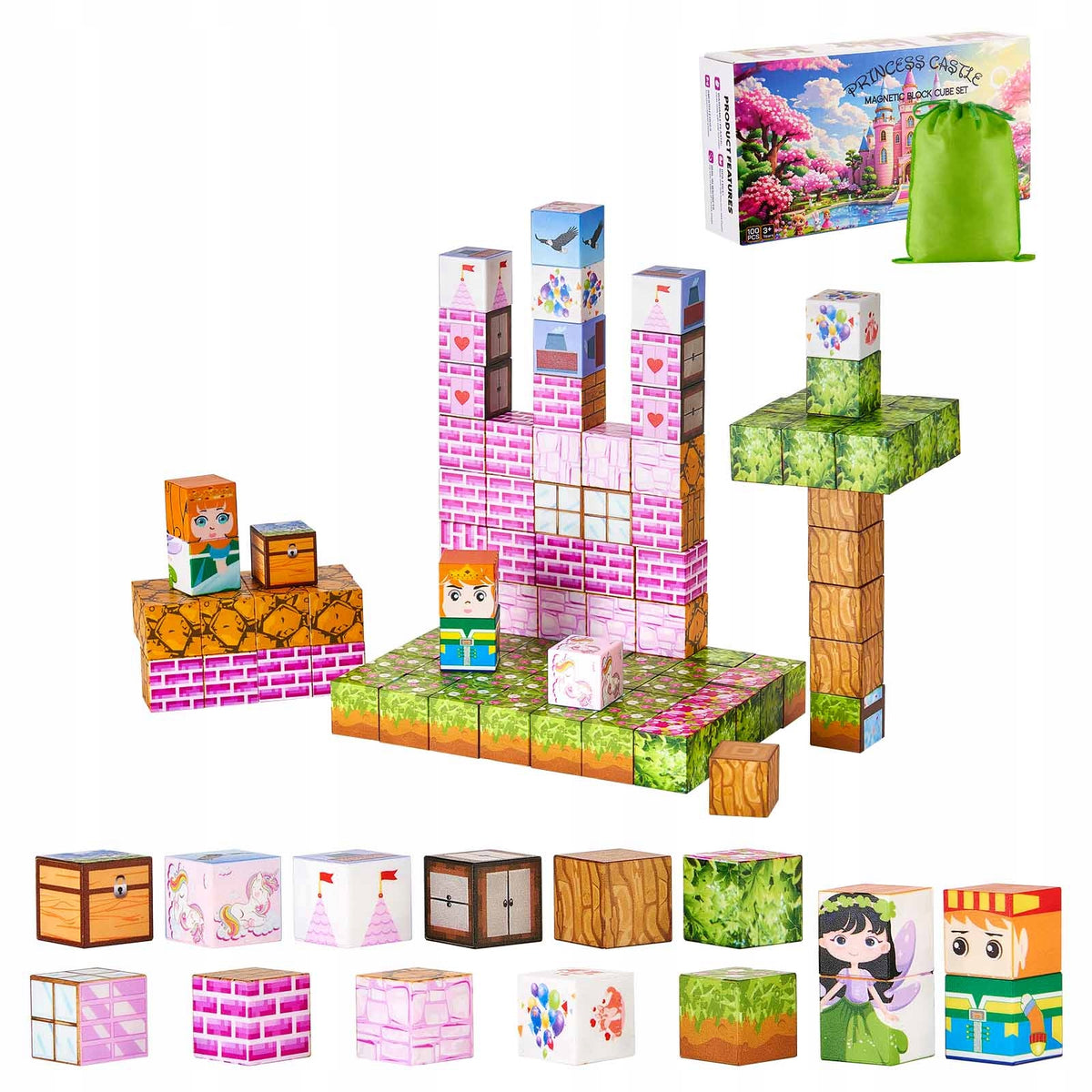 VEVOR MAGNETIC CONSTRUCTION BLOCKS 100 PCS CASTLE EDUCATIONAL SET FOR