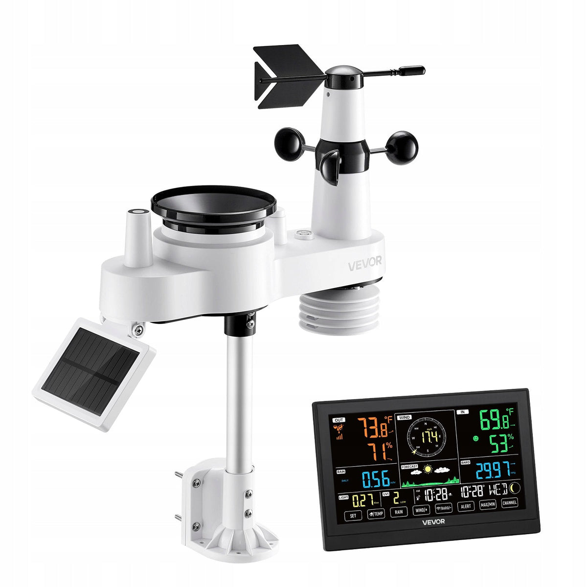 VEVOR 7-in-1 WIRELESS SOLAR WEATHER STATION 7.5 INCH IPX6 POWERFUL