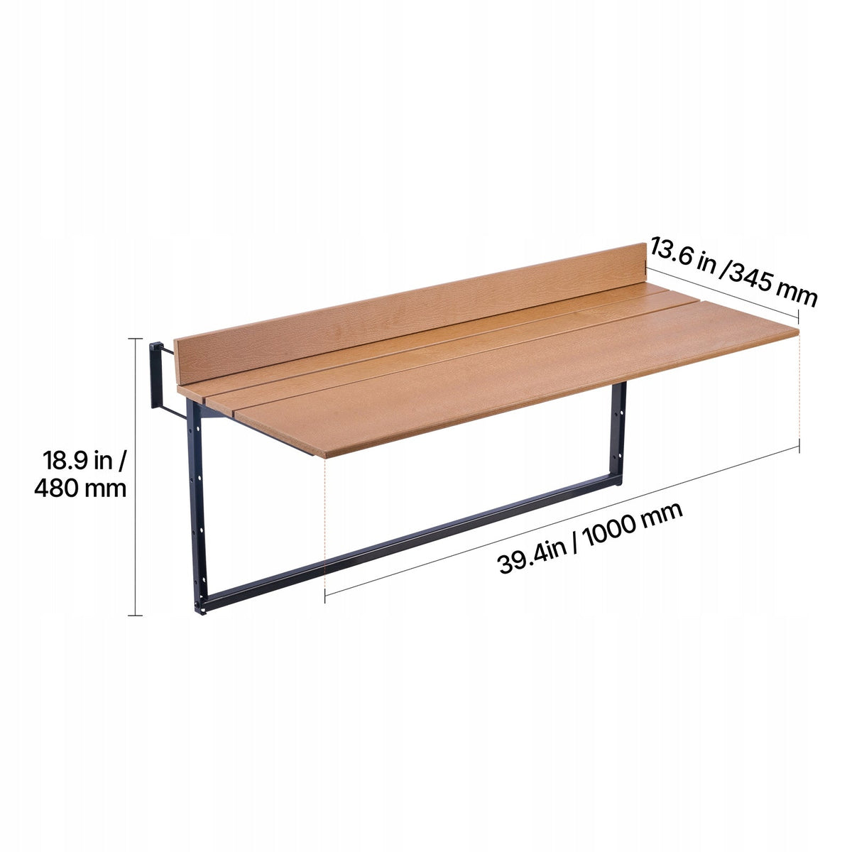 VEVOR FOLDING BALCONY HANGING TABLE 1000X345MM ADJUSTABLE STURDY