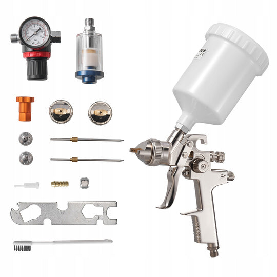 VEVOR LVLP SPRAY GUN WITH 3 NOZZLES 1.3 1.4 1.7MM 600ML POWERFUL