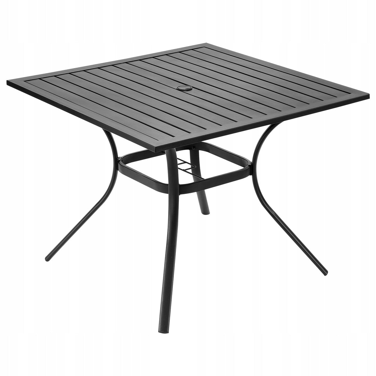 VEVOR GARDEN TABLE 94X94CM BLACK STRONG PATIO TABLE WITH UMBRELLA HOLE