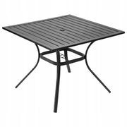 VEVOR GARDEN TABLE 94X94CM BLACK STRONG PATIO TABLE WITH UMBRELLA HOLE