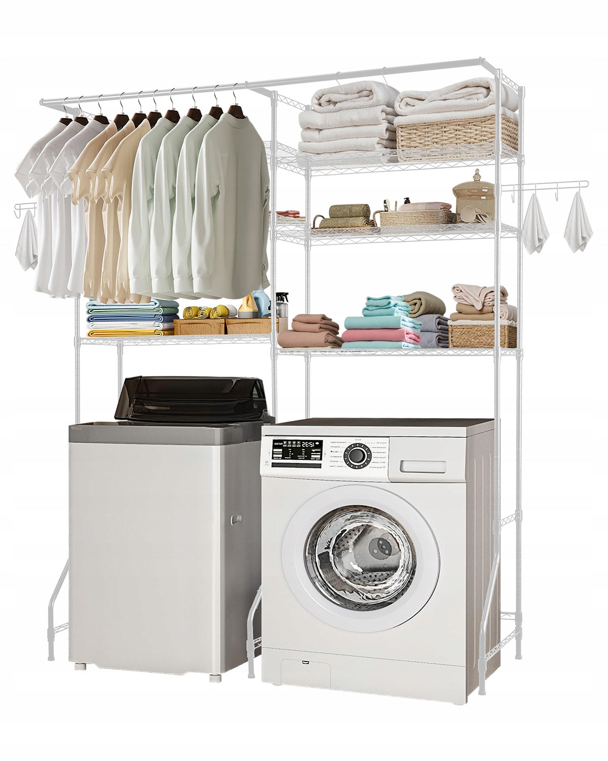 VEVOR 6-TIER ADJUSTABLE WASHER AND DRYER RACK CLOTHES STAND