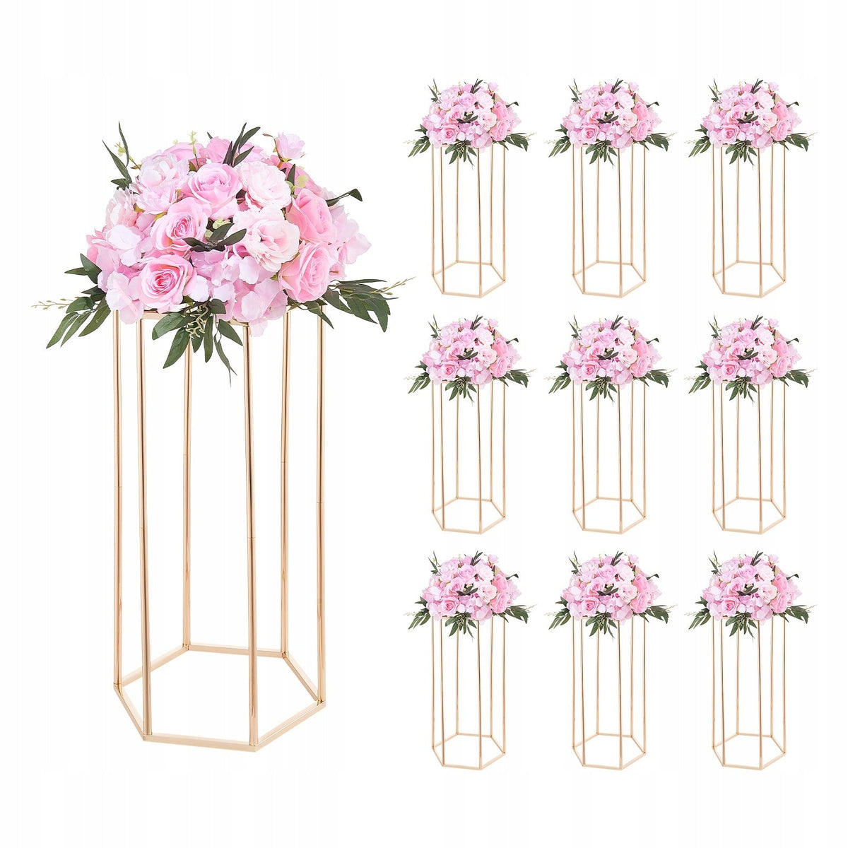 VEVOR Wedding Flower Stand 10pcs 290x250x600mm Gold Solid Set