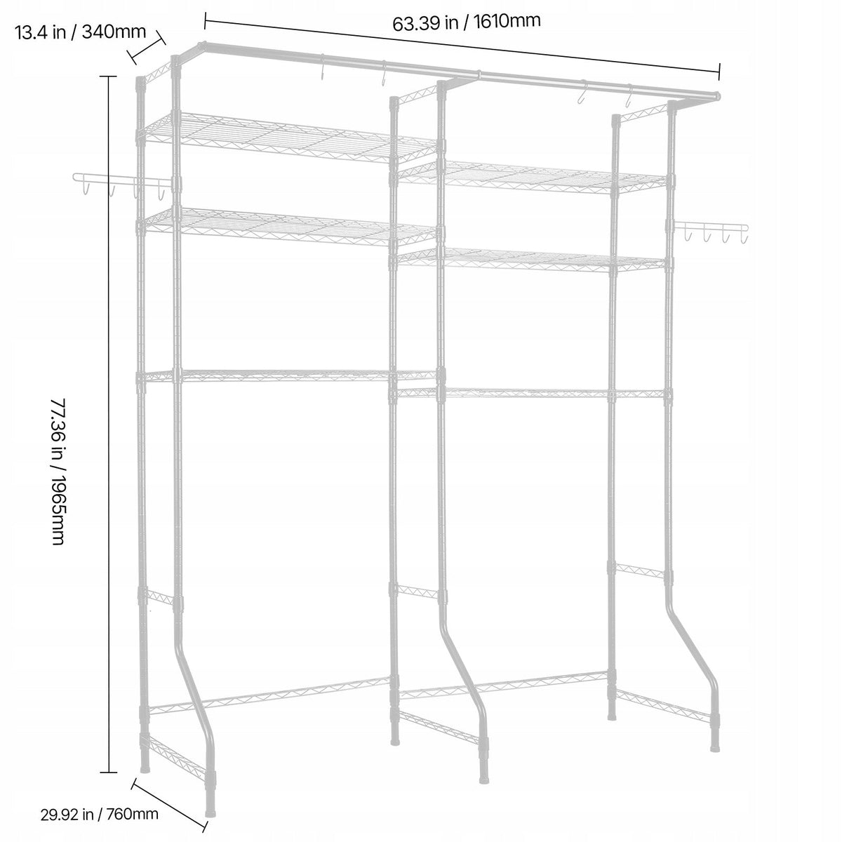 VEVOR 6-TIER ADJUSTABLE WASHER AND DRYER RACK CLOTHES STAND