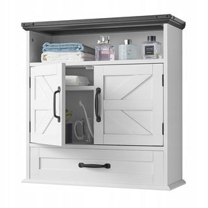 VEVOR BATHROOM CABINET WITH 2 DOORS AND ADJUSTABLE SHELVES WHITE SOLID