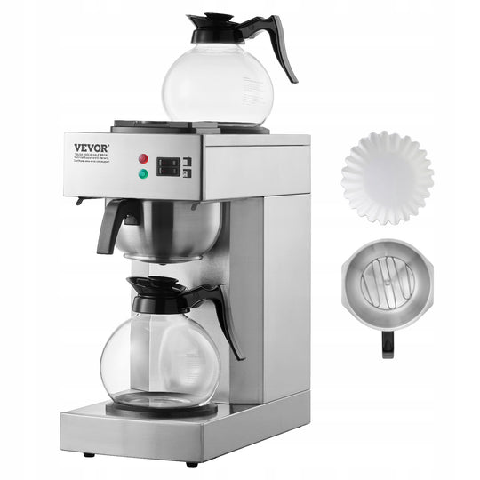 VEVOR 12-CUP DRIP COFFEE MAKER WITH 2 GLASS CARAFES