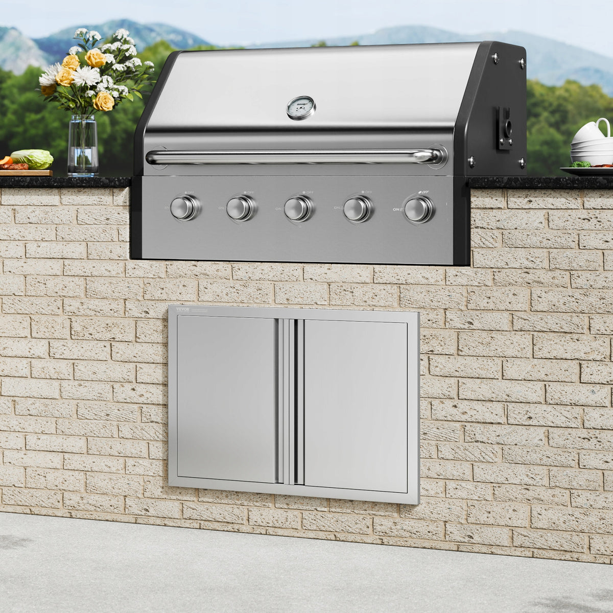 VEVOR BBQ ACCESS DOOR 774X532MM DOUBLE PREMIUM STAINLESS STEEL