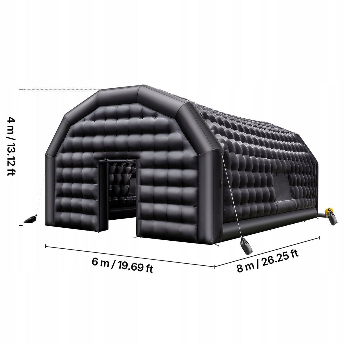 VEVOR 8X6X4M INFLATABLE PARTY TENT BLACK WITH 1100W PREMIUM BLOWER