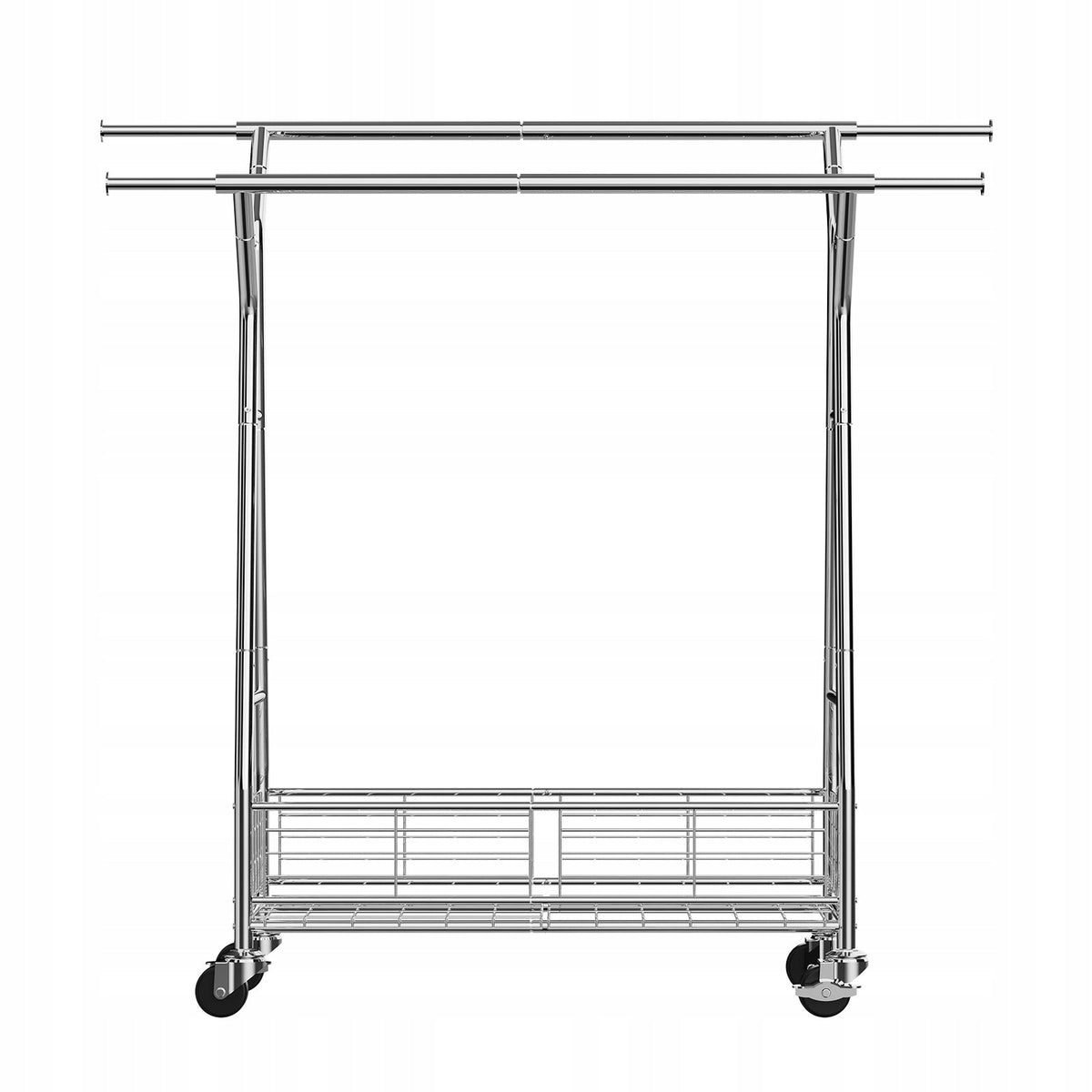 VEVOR CLOTHES RACK ON WHEELS 2 BARS BASKET ADJUSTABLE STRONG