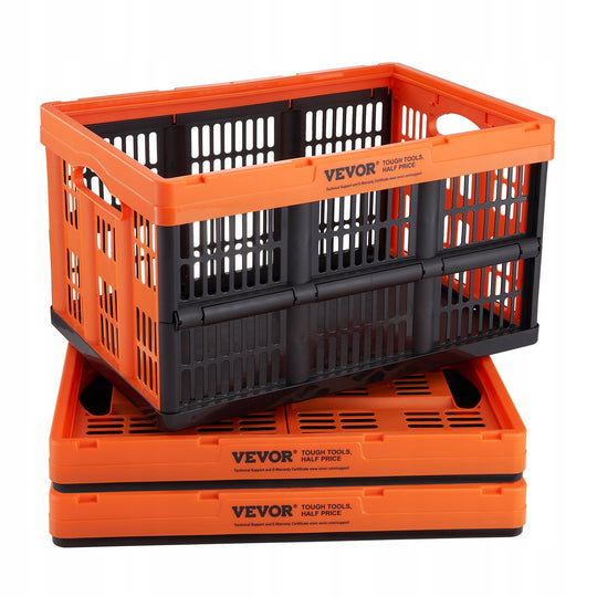 VEVOR SET OF 3 FOLDABLE BOXES 45L PP STRONG AND ERGONOMIC BLACK