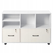 STRONG WOODEN FILING CABINET VEVOR 2 DRAWERS MOBILE OFFICE WHITE