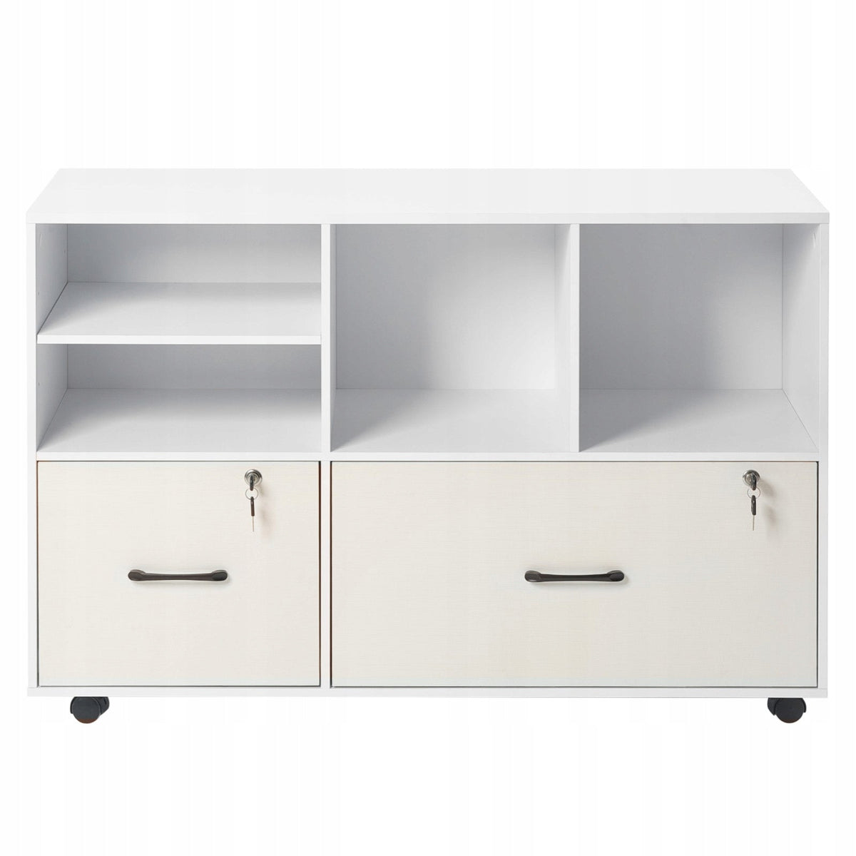 STRONG WOODEN FILING CABINET VEVOR 2 DRAWERS MOBILE OFFICE WHITE