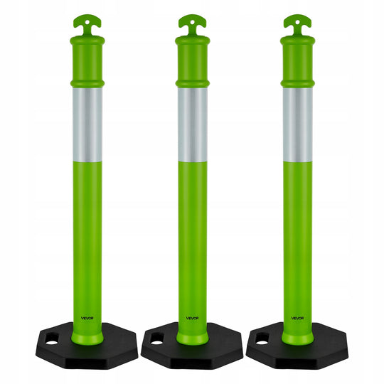 VEVOR TRAFFIC BARRIER BOLLARDS SET OF 3, 114CM WITH WEIGHTED BASE