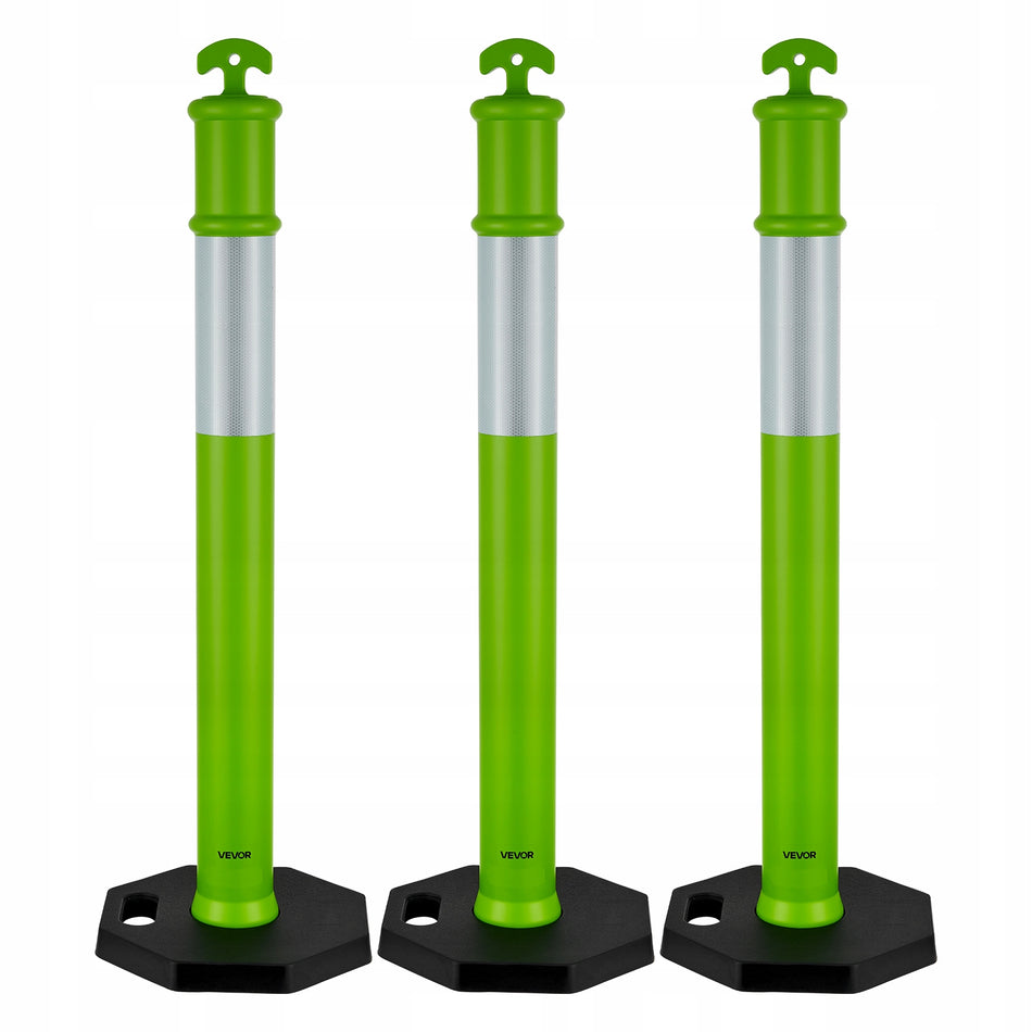 VEVOR TRAFFIC BARRIER BOLLARDS SET OF 3, 114CM WITH WEIGHTED BASE