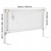VEVOR BED GUARD RAIL ADJUSTABLE STRONG GREY 1500X620MM