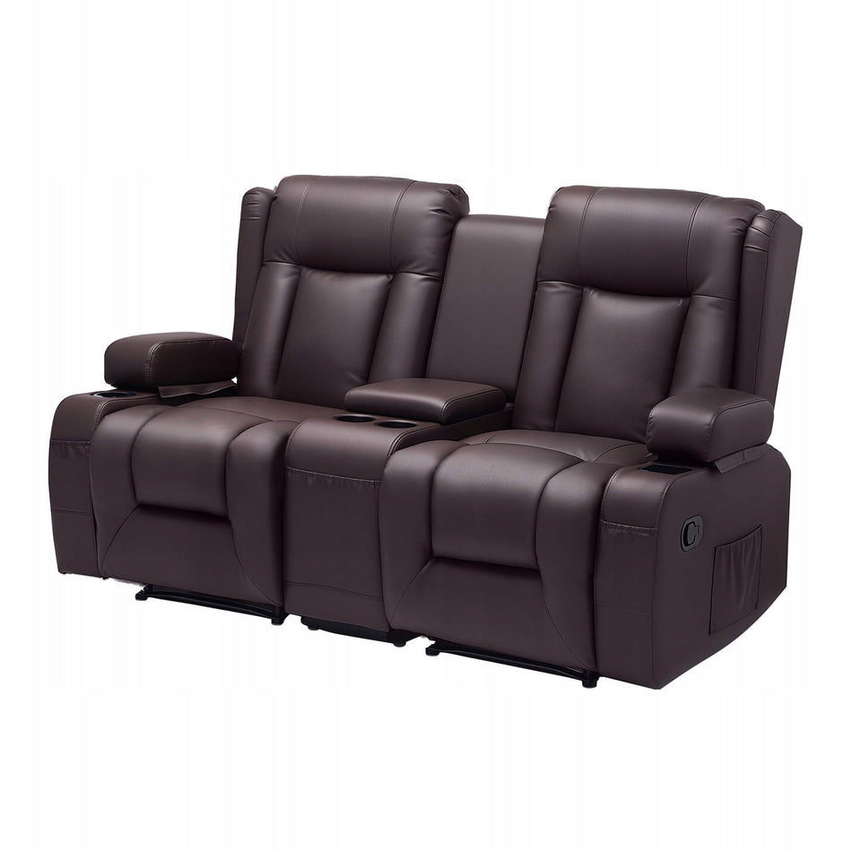 VEVOR LEATHER SOFA BED WITH ADJUSTABLE RECLINER AND CENTER CONSOLE