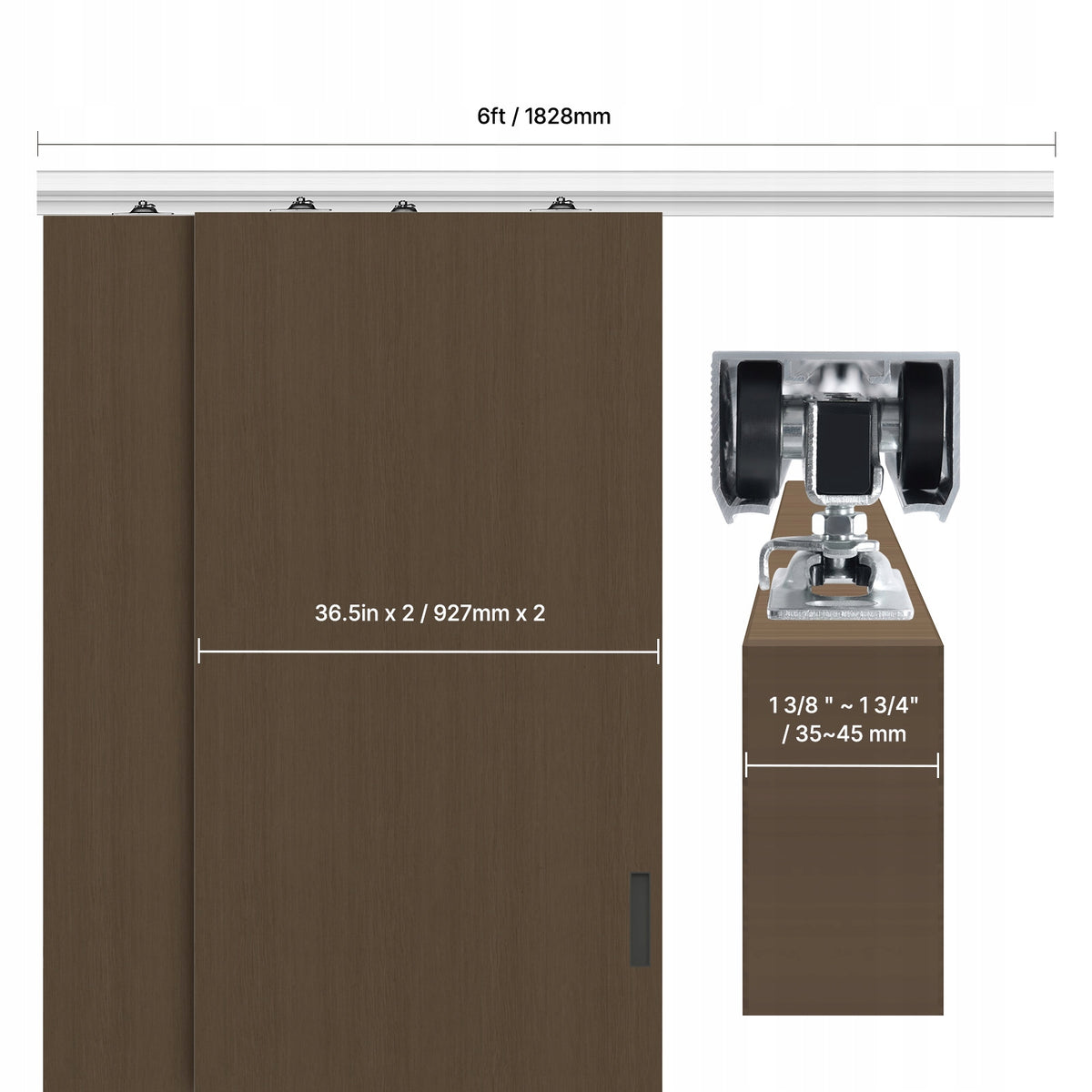 VEVOR SLIDING DOOR TRACK SET 1828MM ALUMINUM SYSTEM
