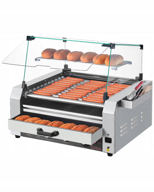 PROFESSIONAL VEVOR ELECTRIC GRILL FOR 30 HOT DOGS 11 STAINLESS STEEL ROLLERS