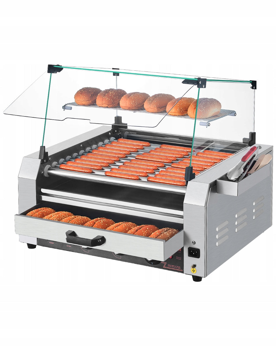 PROFESSIONAL VEVOR ELECTRIC GRILL FOR 30 HOT DOGS 11 STAINLESS STEEL ROLLERS