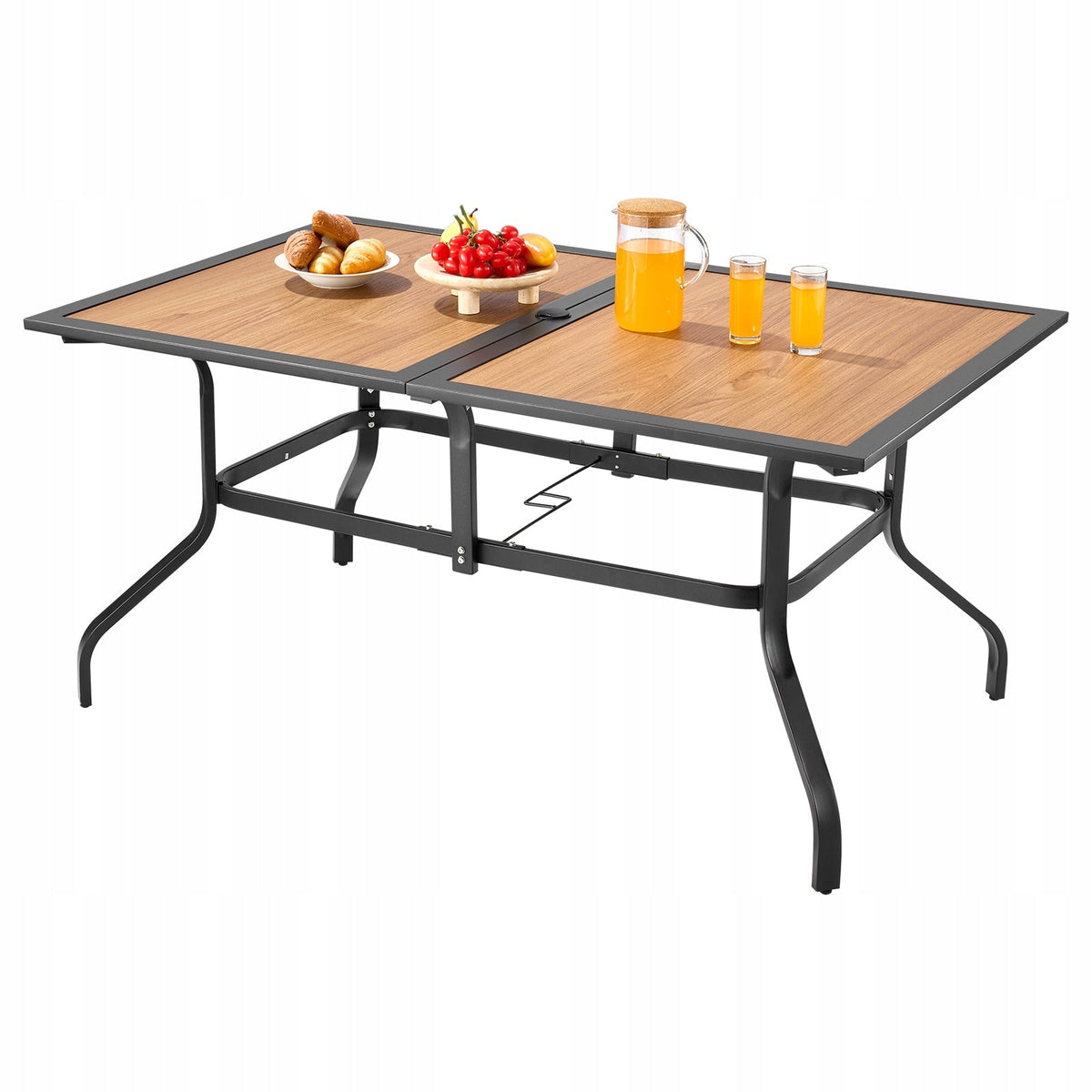 VEVOR GARDEN TABLE 150X96X72.5CM STURDY PATIO TABLE WITH PARASOL HOLE