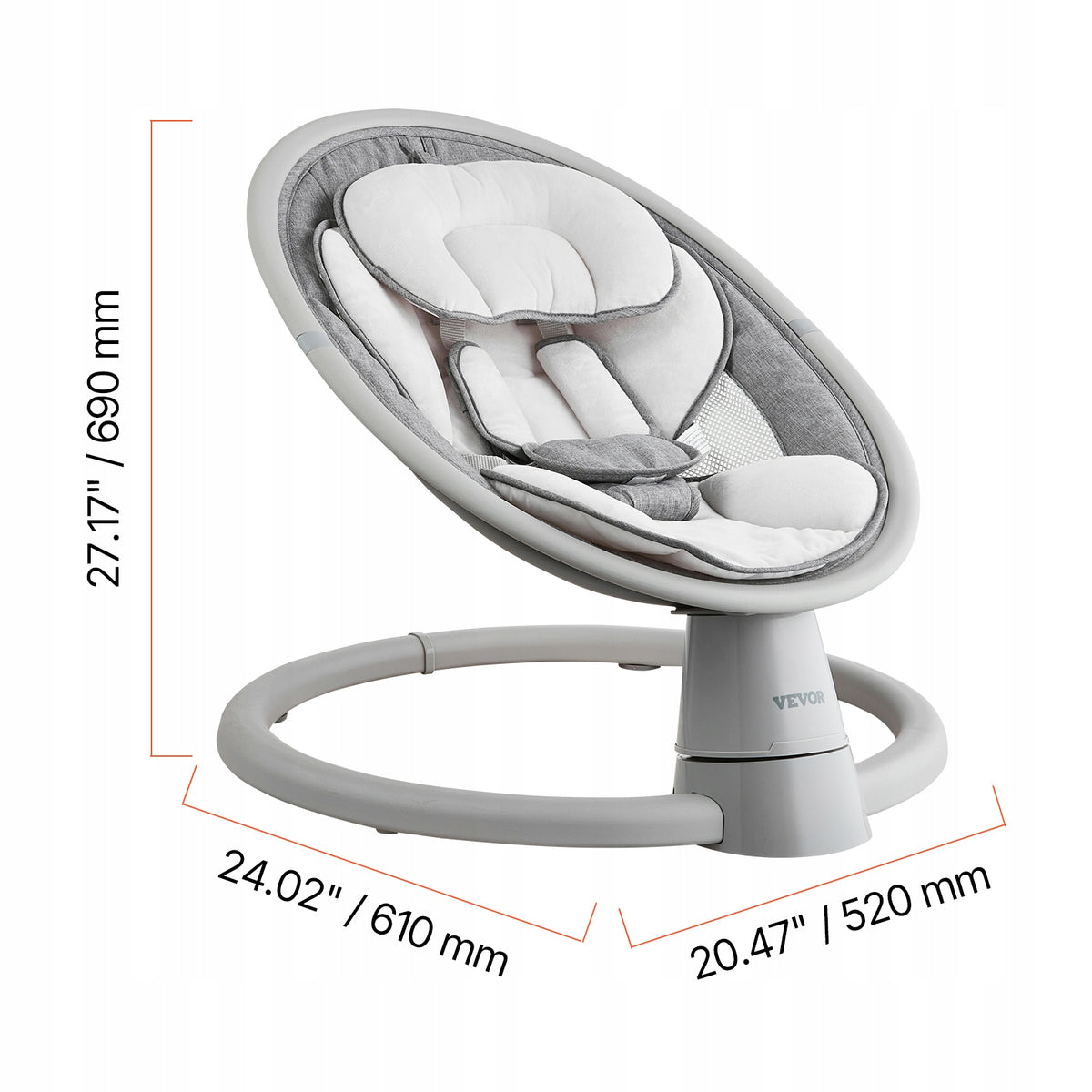 VEVOR 5-SPEED PORTABLE SWING WITH REMOTE CONTROL FOR INFANTS