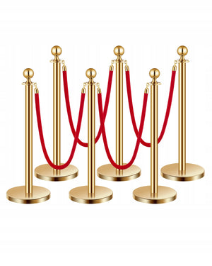 VEVOR STANCHIONS 6 PCS WITH RED VELVET ROPES STURDY