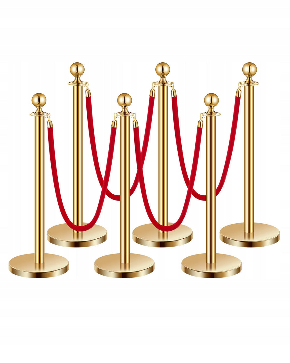 VEVOR STANCHIONS 6 PCS WITH RED VELVET ROPES STURDY