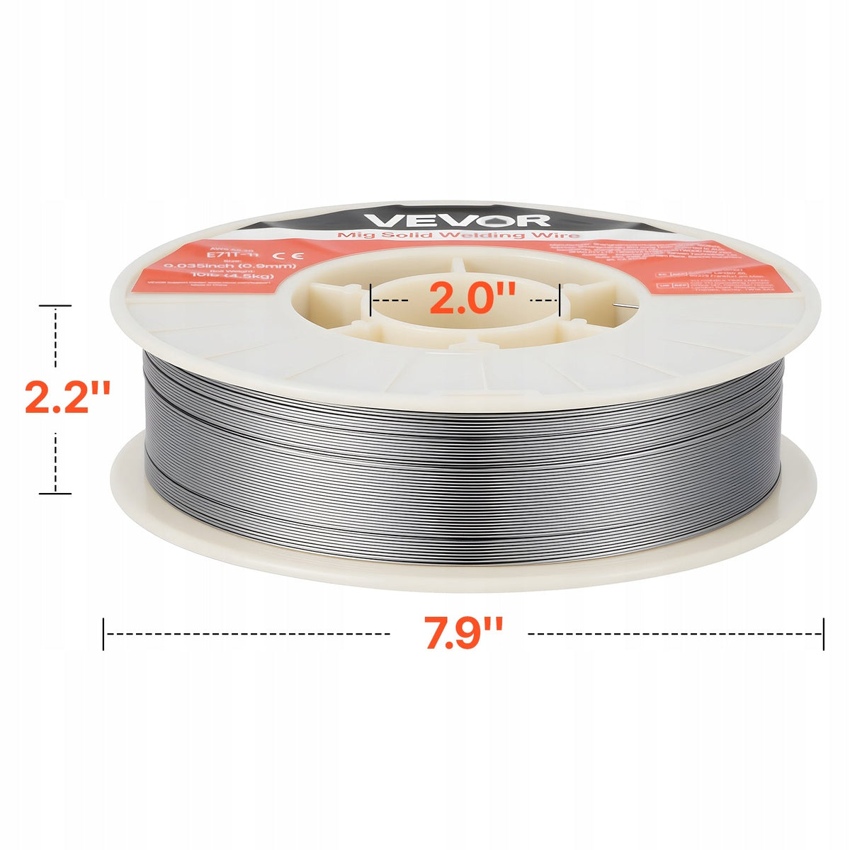 VEVOR 0.9MM E71T-11 FLUX CORE WIRE FOR GASLESS MIG WELDING 4.5KG STRONG