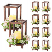 VEVOR 10-PIECE WOODEN LANTERN SET FOR WEDDINGS BROWN SOLID
