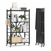 VEVOR FOLDABLE 4-TIER SHELVING UNIT WITH WHEELS 33X66X117CM STRONG AND MOBILE
