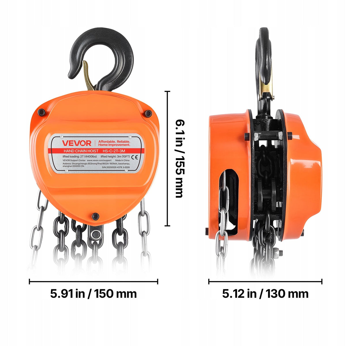 CHAIN HOIST VEVOR 2T 3M STRONG DURABLE HIGHEST QUALITY
