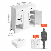 VEVOR 4-TIER WOODEN BATHROOM CABINET 2 DOORS 4 DRAWERS WHITE PREMIUM