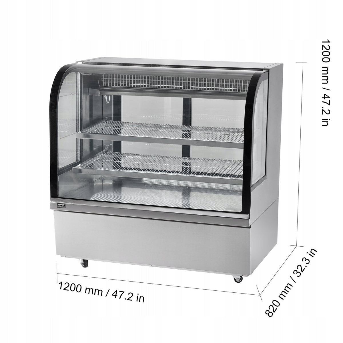VEVOR CAKE DISPLAY REFRIGERATOR 505L 2-TIER COMMERCIAL LED STAINLESS STEEL