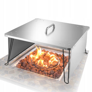 VEVOR FIRE PIT LID 645X645X370 MM STAINLESS STEEL HEAT DEFLECTOR