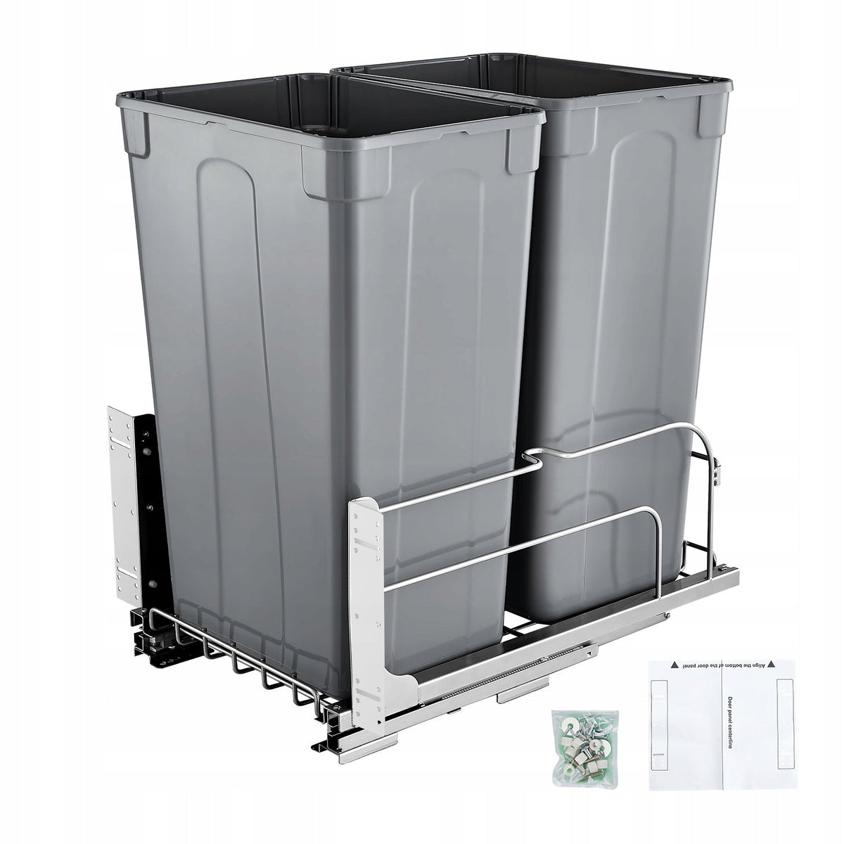 VEVOR PULL-OUT TRASH CAN DOUBLE 50 QT X 2 HEAVY DUTY KITCHEN BIN SOFT