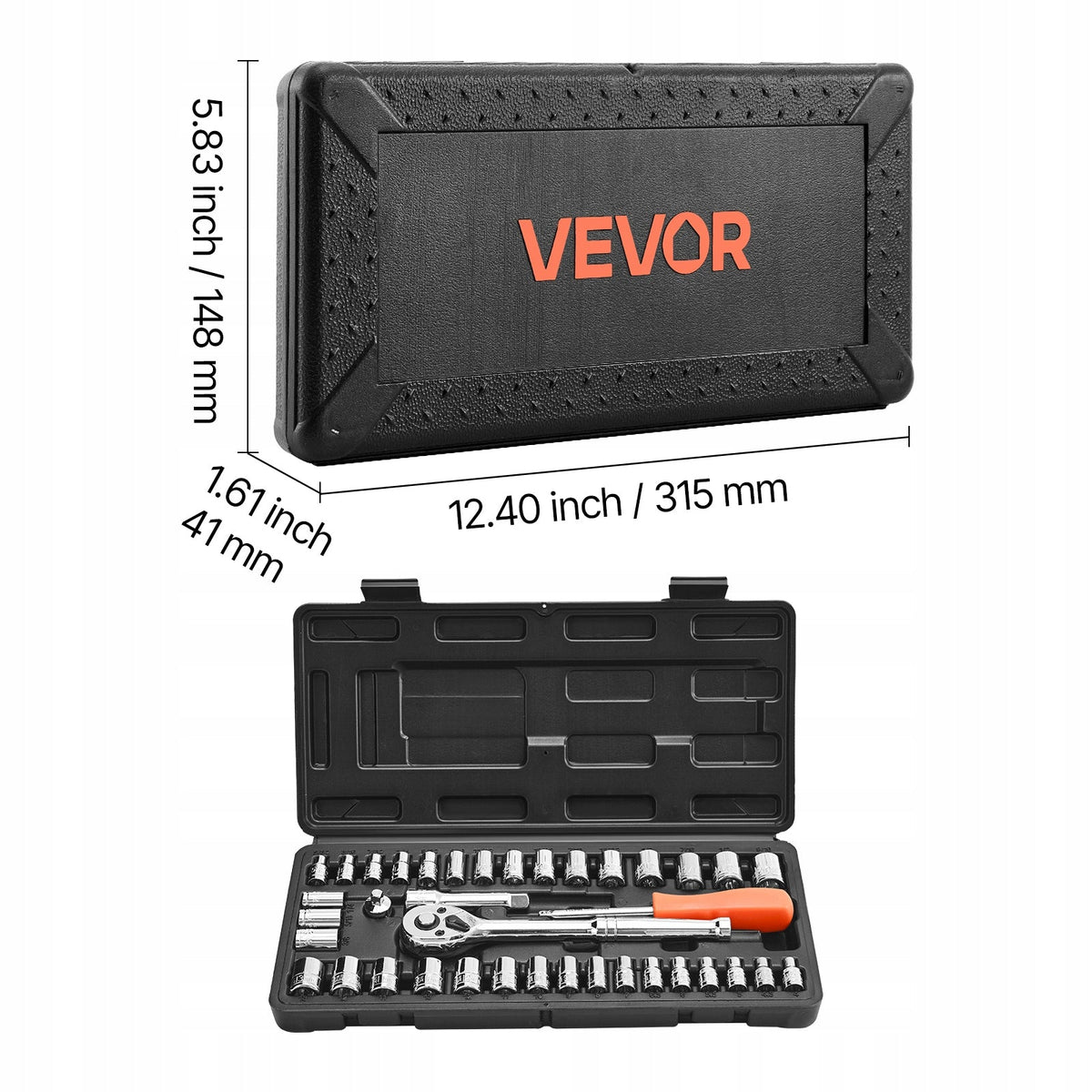 VEVOR SOCKET WRENCH SET 39 PIECES 9.5 & 6.4 MM PREMIUM CASE