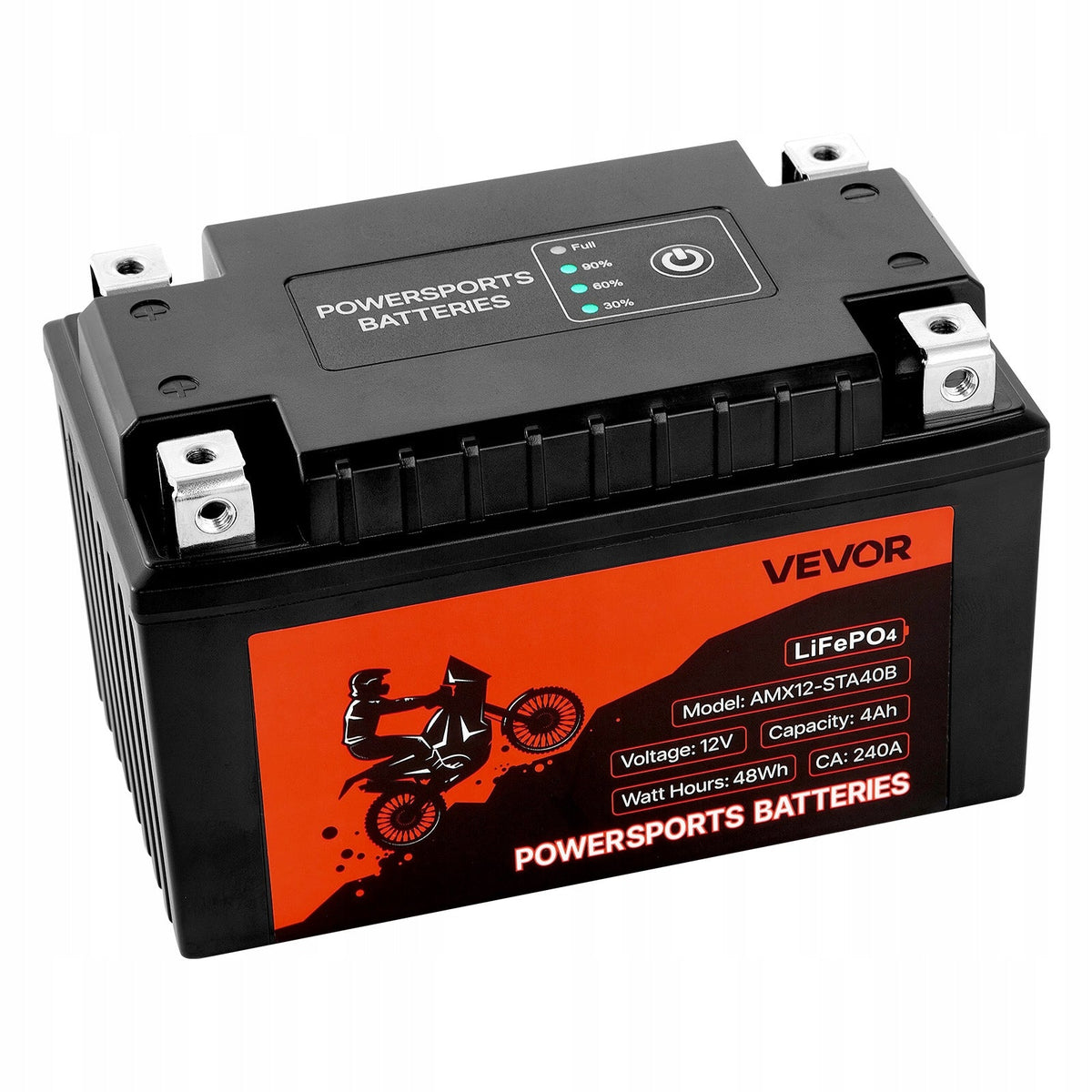 VEVOR 12V 4Ah Lithium Iron Phosphate Motorcycle Battery Powerful