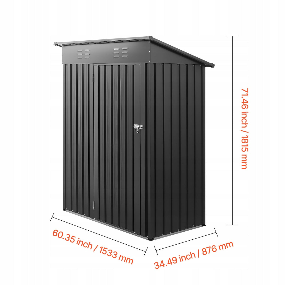 VEVOR METAL TOOL SHED LOCKABLE DOOR 1533X876X1815MM STURDY