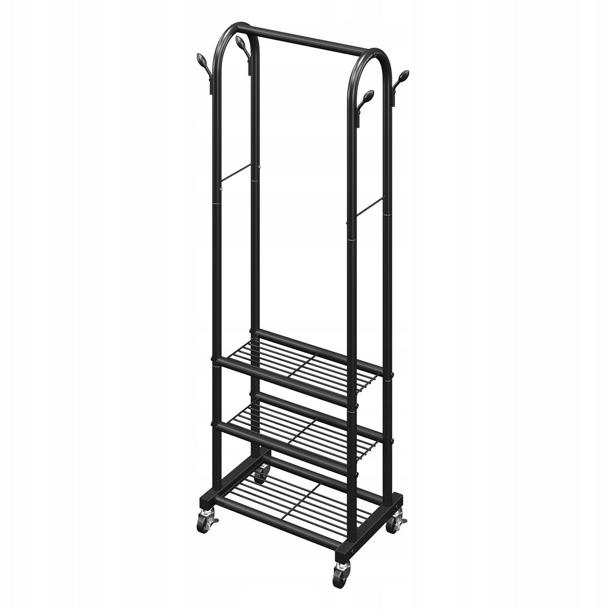 PROFESSIONAL VEVOR CLOTHES RACK ON WHEELS WITH RAIL AND 3 SHELVES