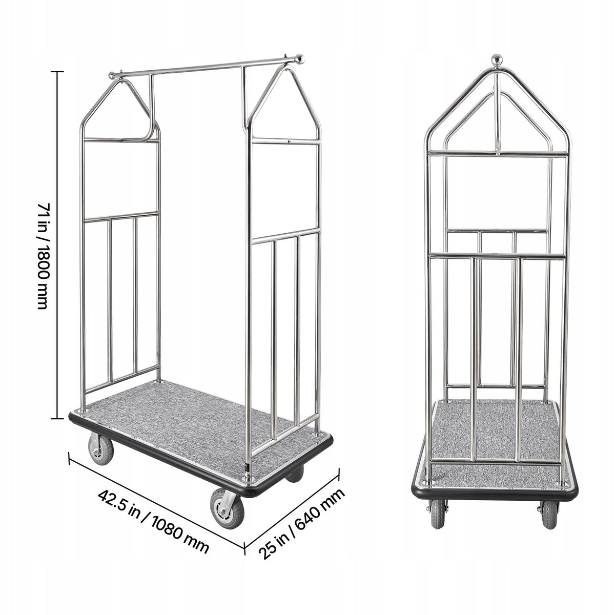 VEVOR HOTEL LUGGAGE TROLLEY 362 KG STAINLESS STEEL STRONG BEST FOR LUGGAGE