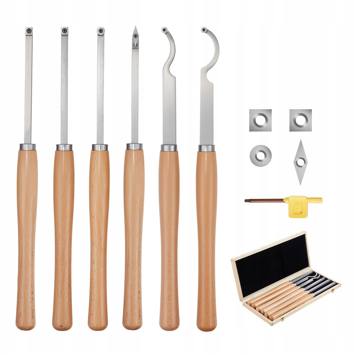 VEVOR WOOD LATHE CHISEL SET 6-PIECE HEAVY-DUTY CARBIDE