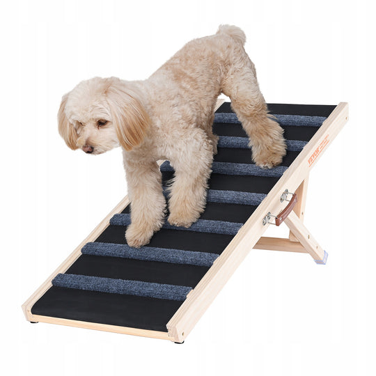 VEVOR DOG RAMP 100 CM ADJUSTABLE 6 LEVELS WOODEN DOG STAIRS