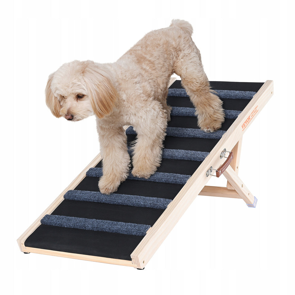 VEVOR DOG RAMP 100 CM ADJUSTABLE 6 LEVELS WOODEN DOG STAIRS