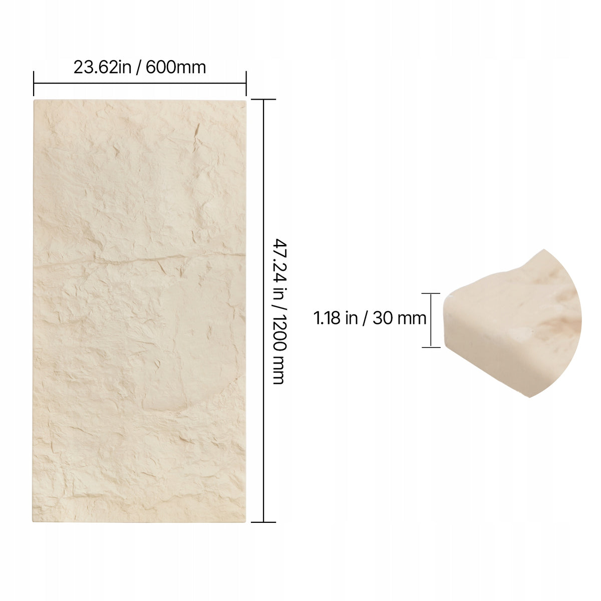 VEVOR 3D WALL PANELS SET OF 4, 120X60 CM, PU, NATURAL IMITATION